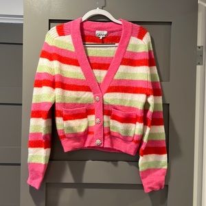 Stripe cardigan with rhinestone snap buttons